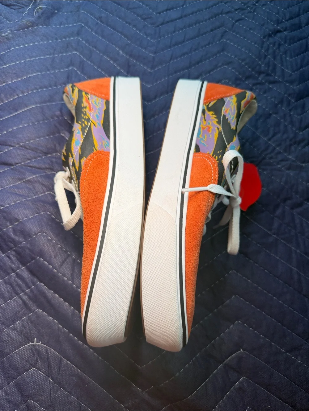 Vans Women's Orange Canvas Low-Top Sneakers with Multicolor Pattern